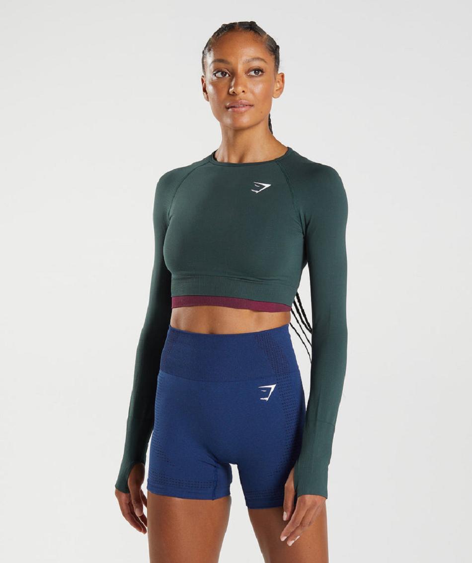 Corp Tops Gymshark Vital Seamless 2.0 Mujer Verde | CO 2414AHK